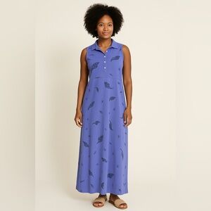 Zipcode Design Purple Seashell Starfish Beach Polo Maxi Dress M
